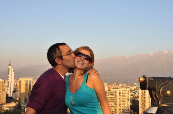 Muito romantismo no alto do Cerro Santa Lucia, em Santiago, capital do Chile